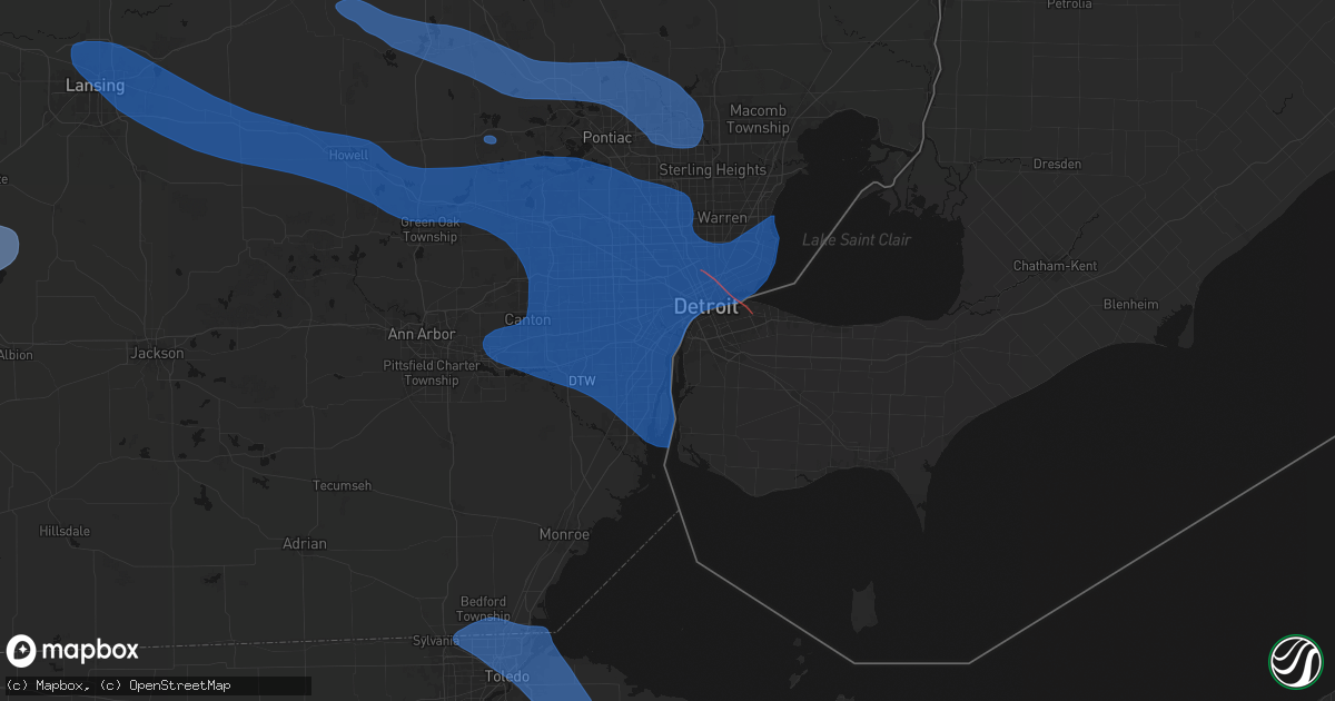 Hail map in Ecorse, MI on September 3, 2026