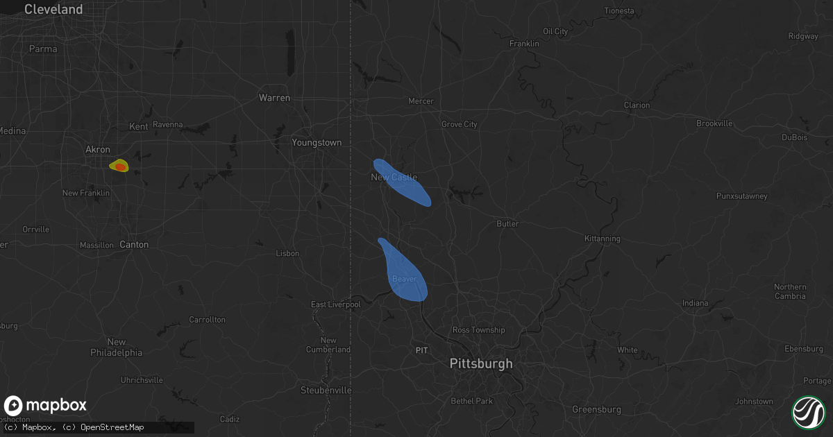 Hail map in Ellwood City, PA on September 3, 2026