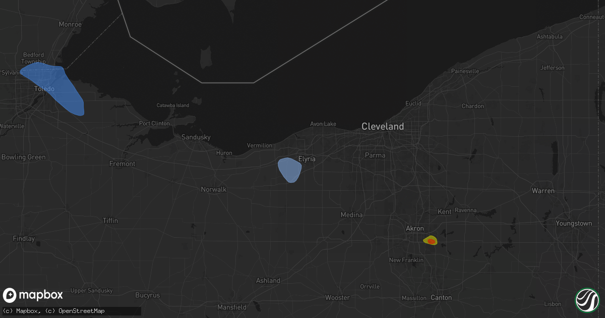 Hail map in Elyria, OH on September 3, 2026