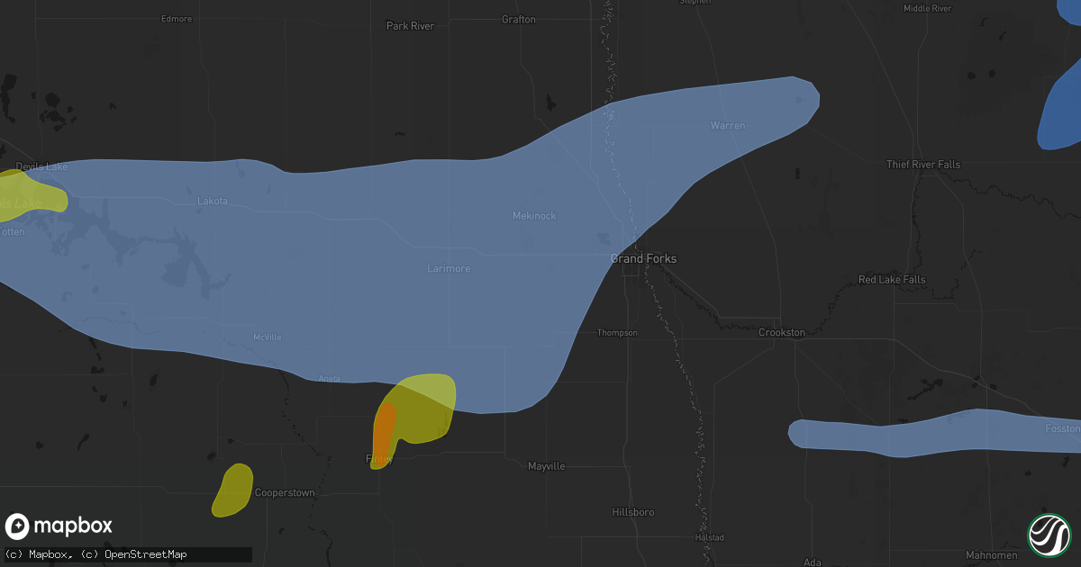 Hail map in Emerado, ND on September 3, 2026
