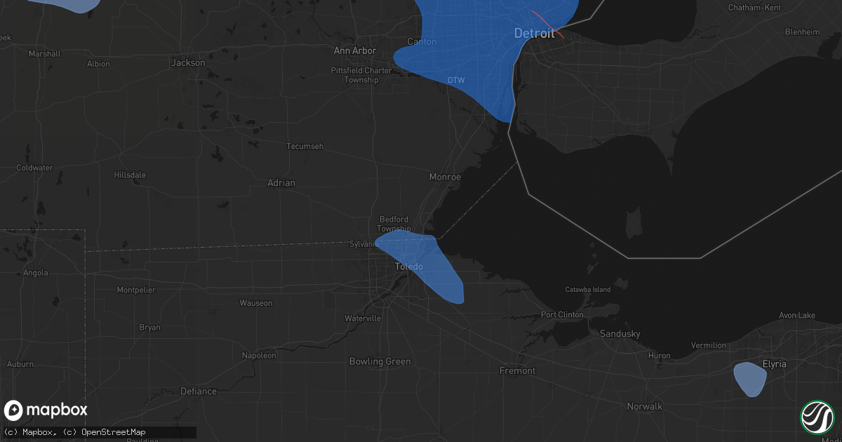 Hail map in Erie, MI on September 3, 2026