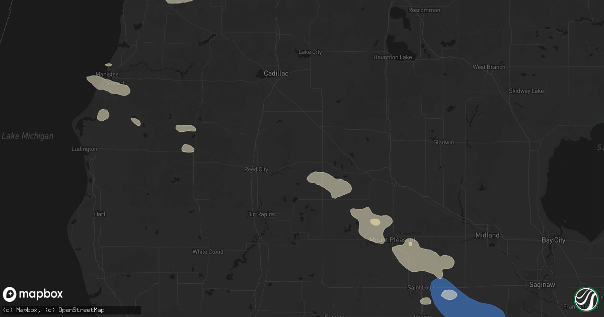 Hail map in Evart, MI on September 3, 2026