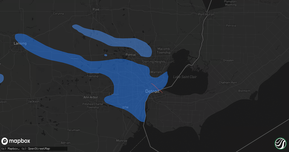 Hail map in Ferndale, MI on September 3, 2026