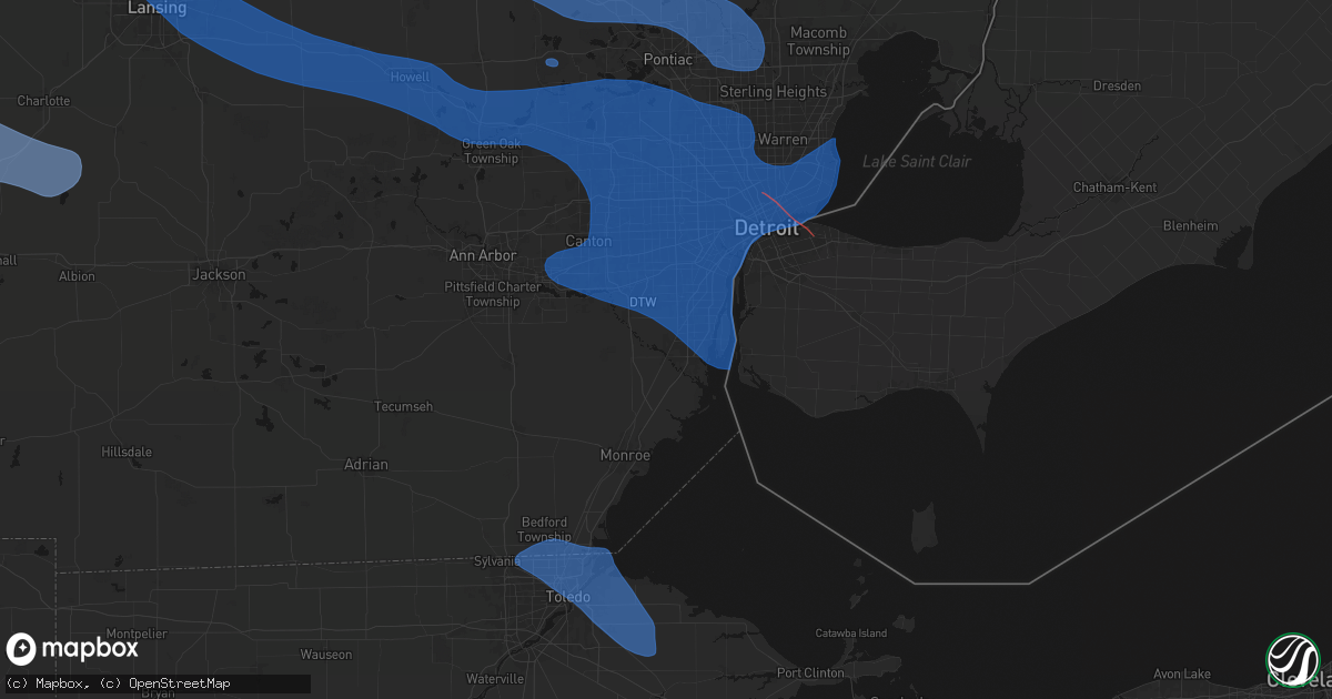 Hail map in Flat Rock, MI on September 3, 2026