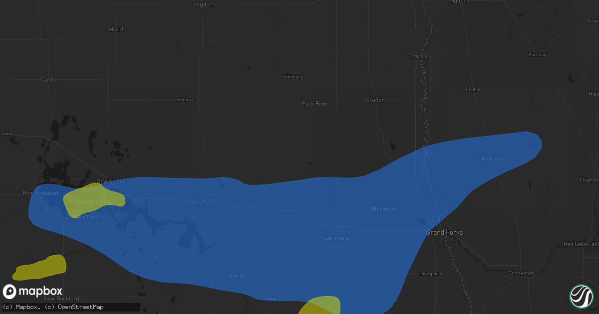 Hail map in Fordville, ND on September 3, 2026