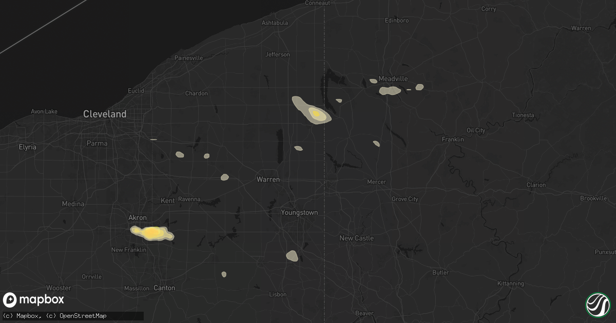 Hail map in Fowler, OH on September 3, 2026
