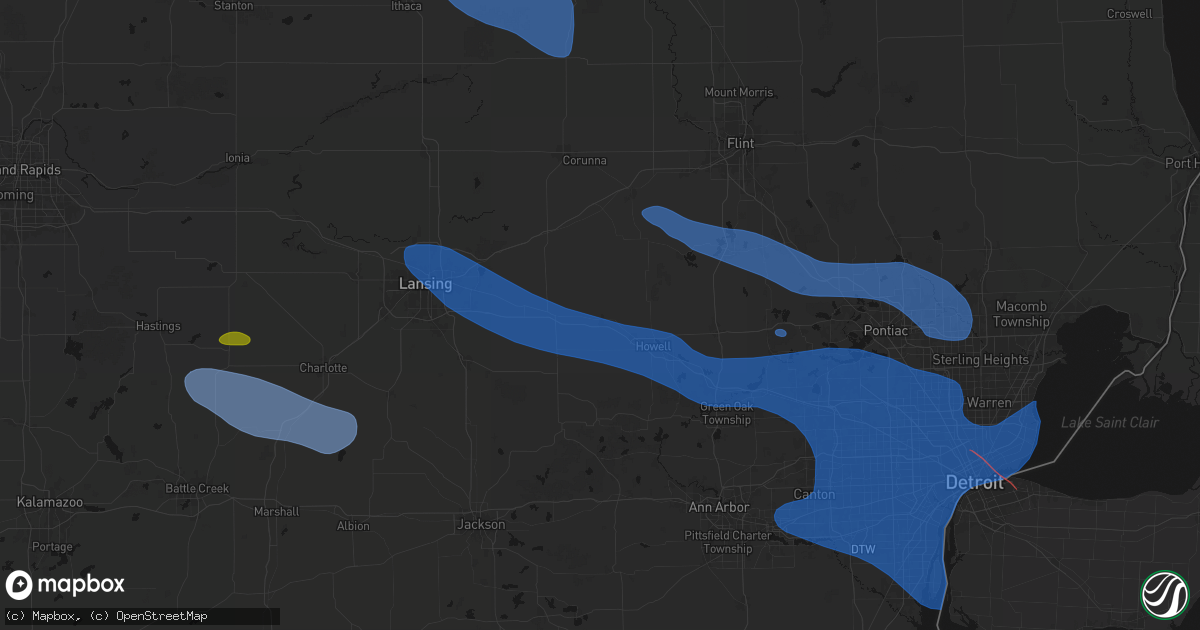Hail map in Fowlerville, MI on September 3, 2026