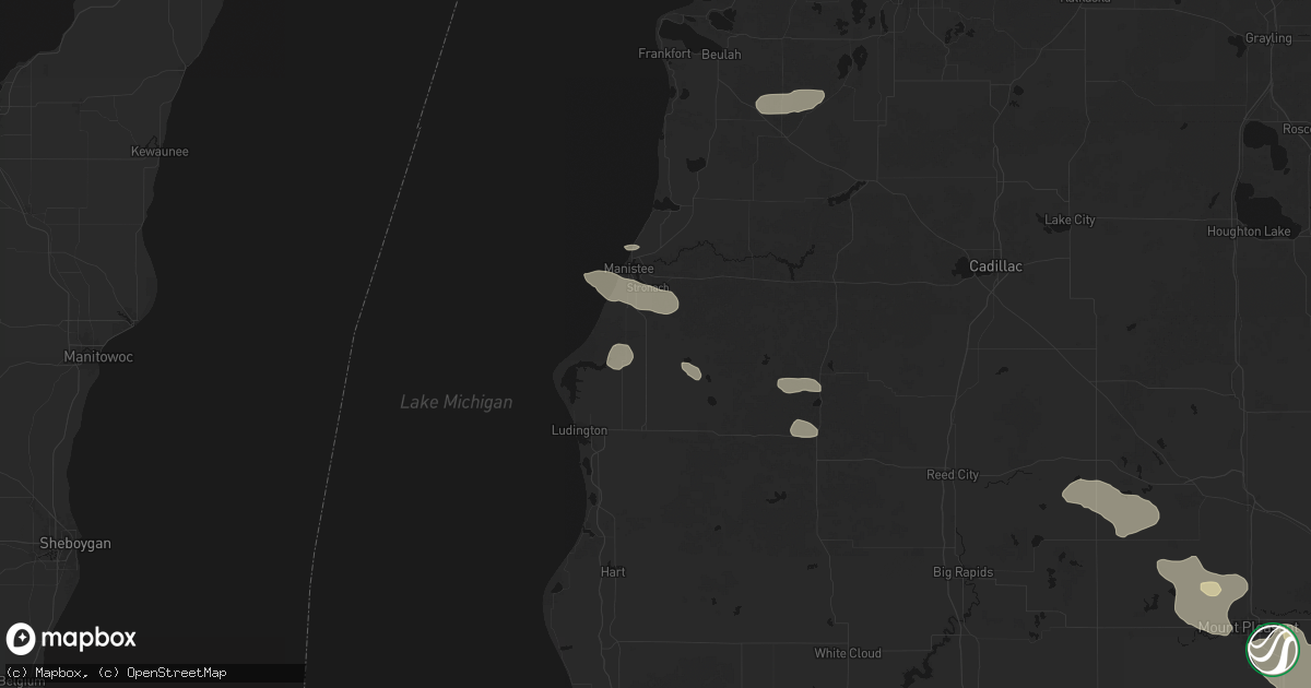 Hail map in Free Soil, MI on September 3, 2026