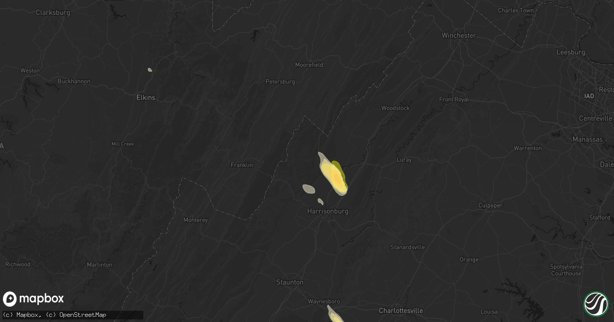 Hail map in Fulks Run, VA on September 3, 2026