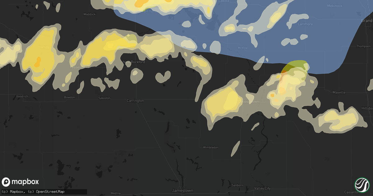 Hail map in Glenfield, ND on September 3, 2026