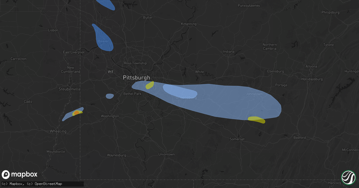 Hail map in Grapeville, PA on September 3, 2026