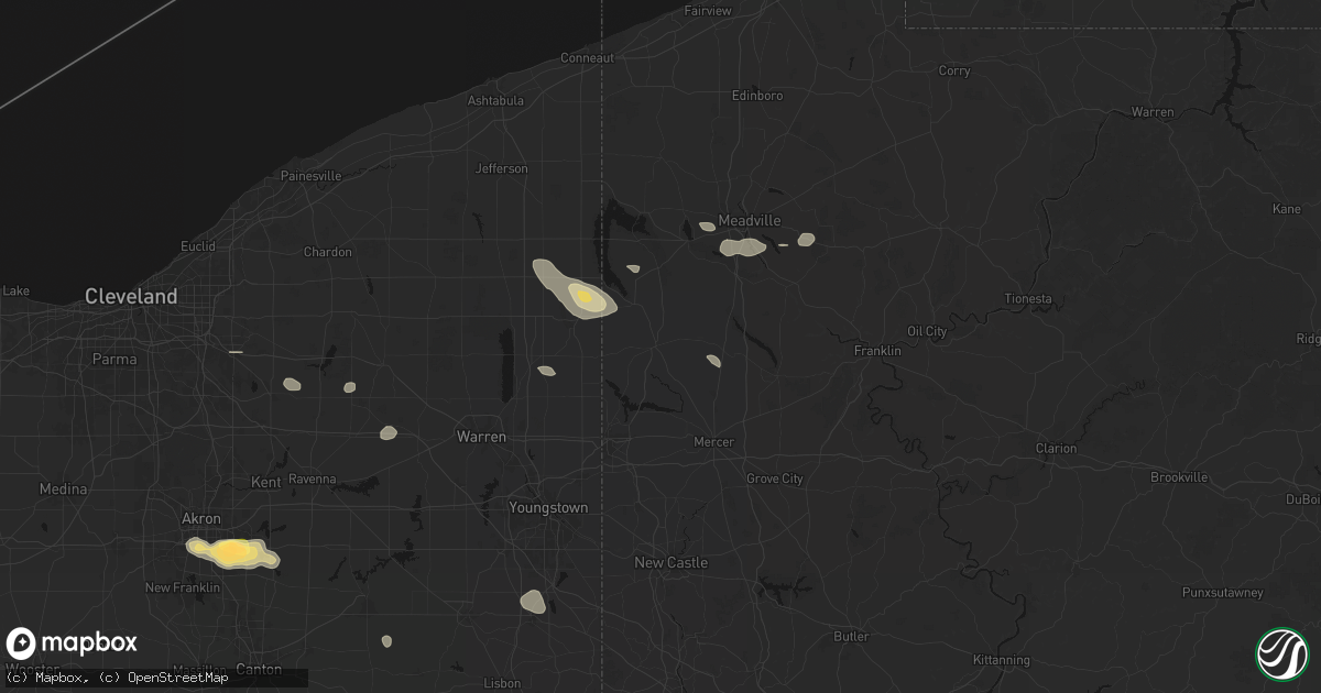 Hail map in Greenville, PA on September 3, 2026