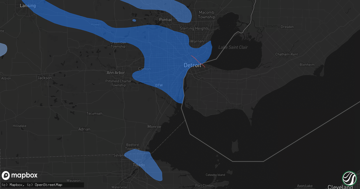 Hail map in Grosse Ile, MI on September 3, 2026