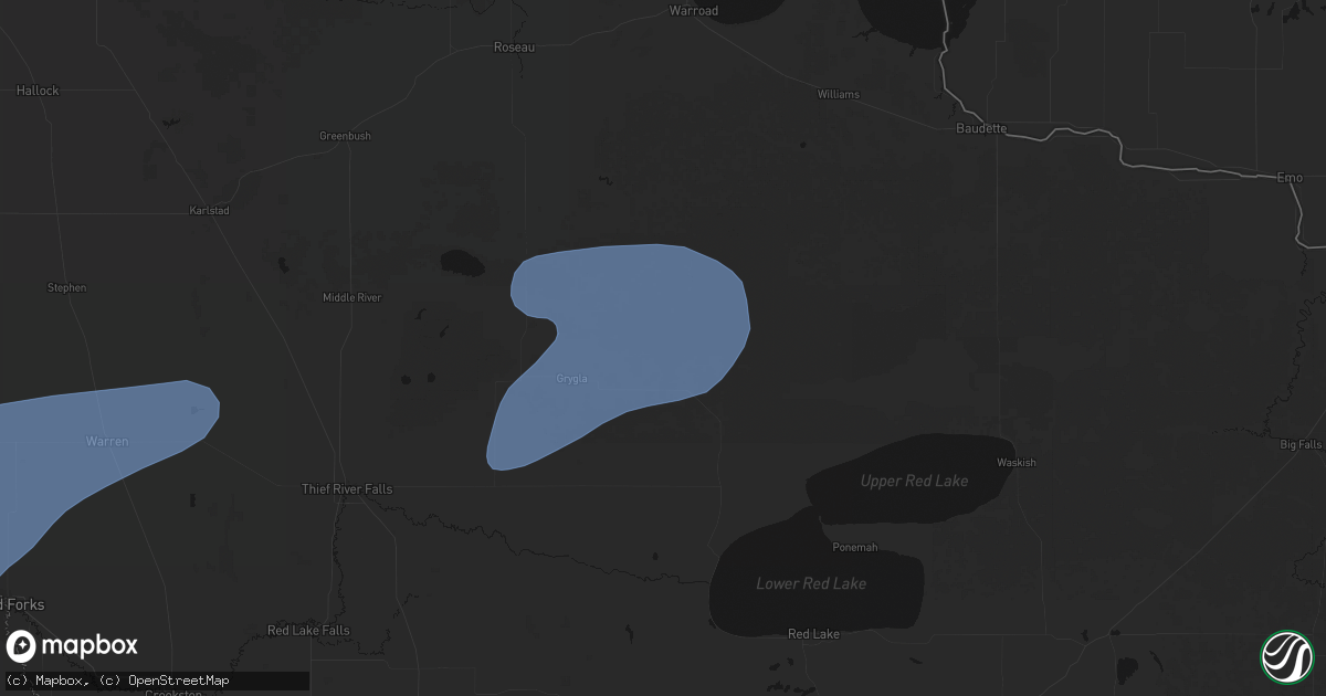 Hail map in Grygla, MN on September 3, 2026