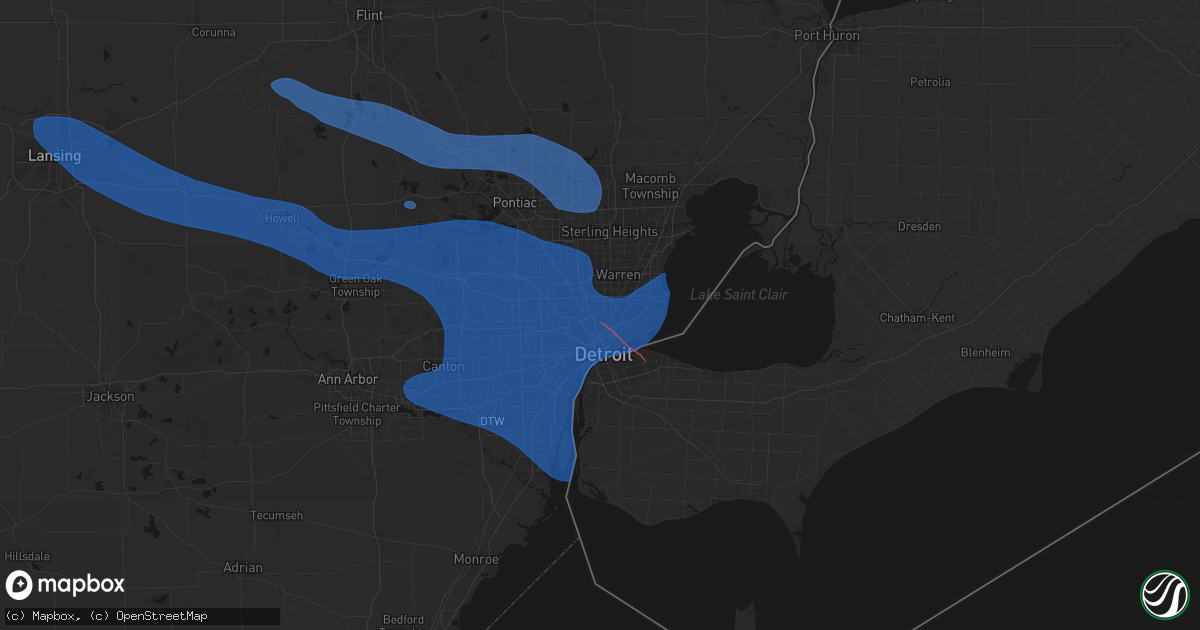 Hail map in Hamtramck, MI on September 3, 2026