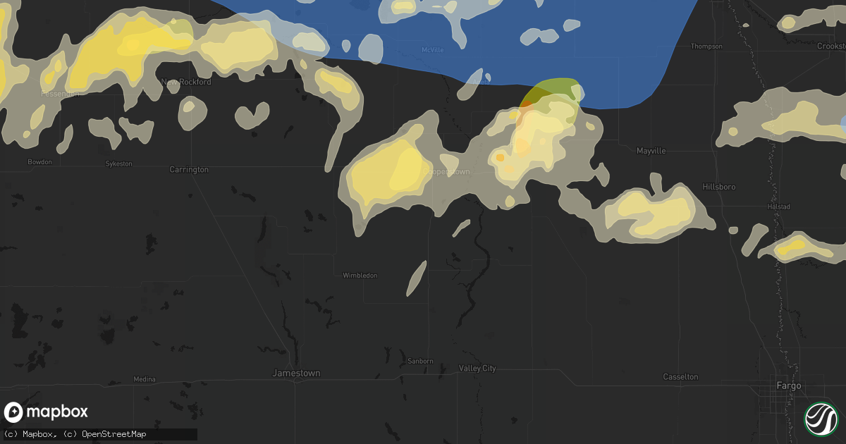 Hail map in Hannaford, ND on September 3, 2026