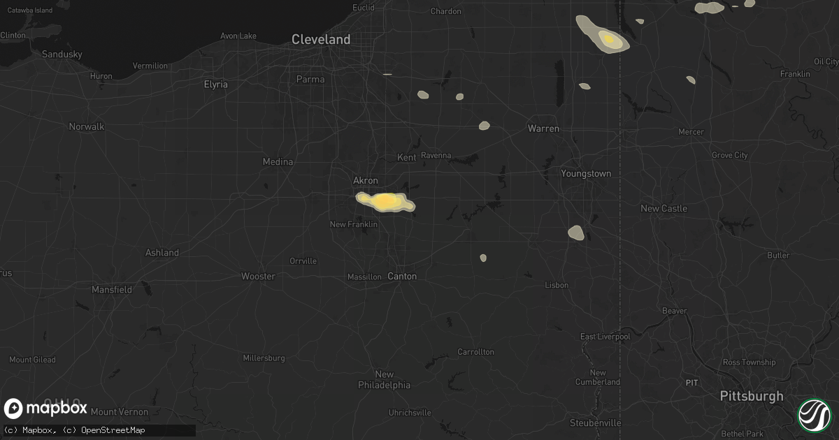 Hail map in Hartville, OH on September 3, 2026