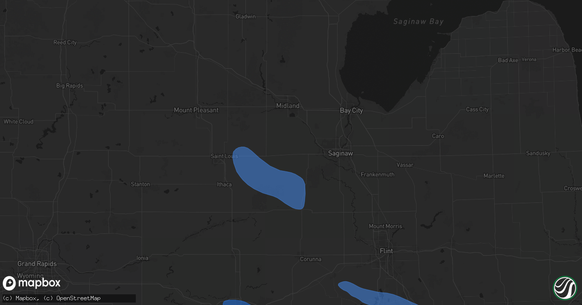 Hail map in Hemlock, MI on September 3, 2026