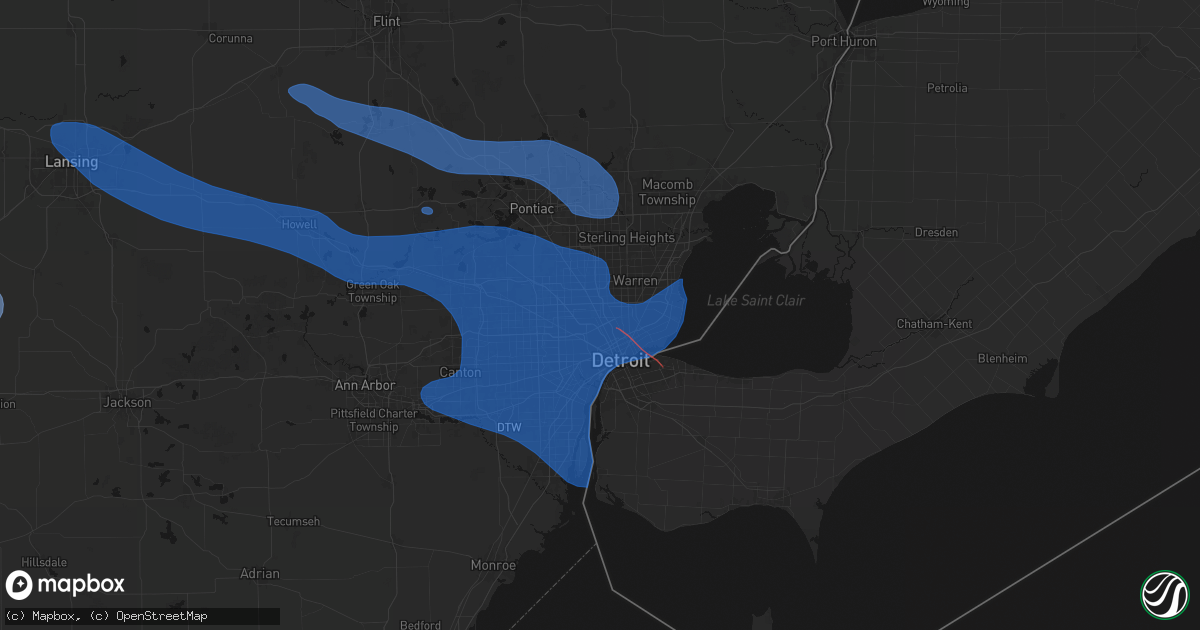 Hail map in Highland Park, MI on September 3, 2026