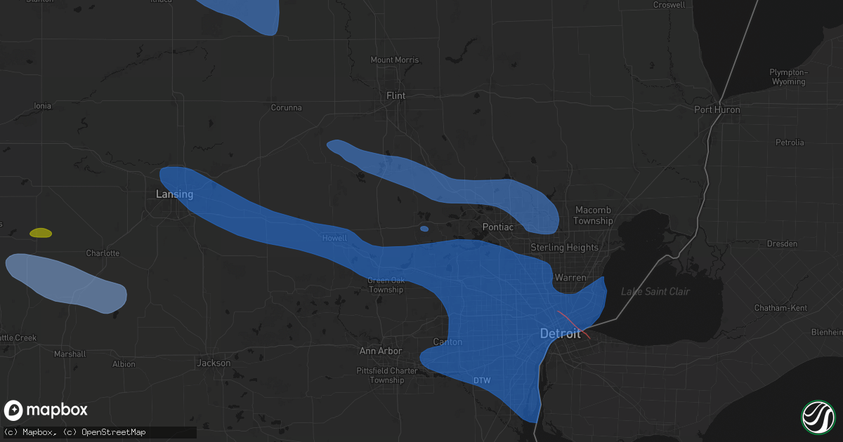 Hail map in Highland, MI on September 3, 2026