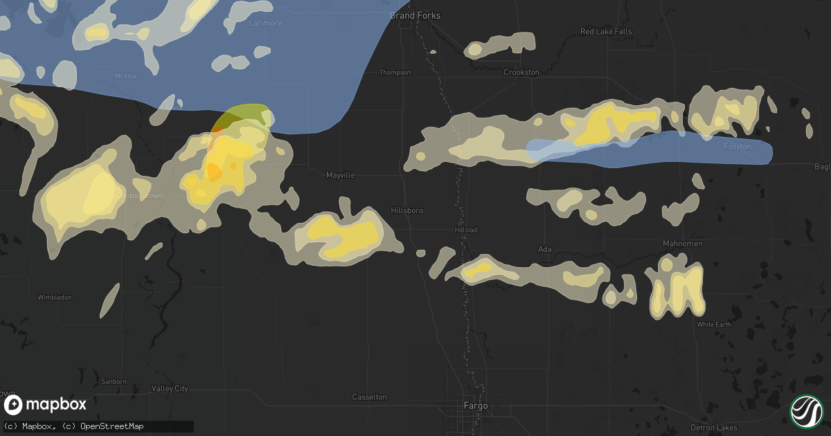 Hail map in Hillsboro, ND on September 3, 2026
