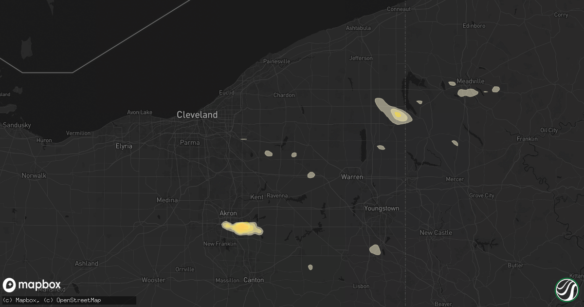 Hail map in Hiram, OH on September 3, 2026