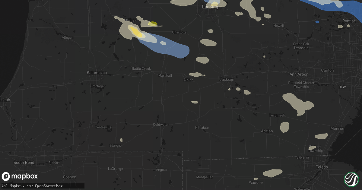 Hail map in Homer, MI on September 3, 2026
