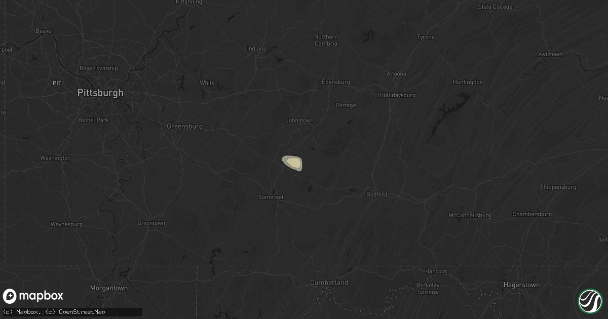 Hail map in Hooversville, PA on September 3, 2026