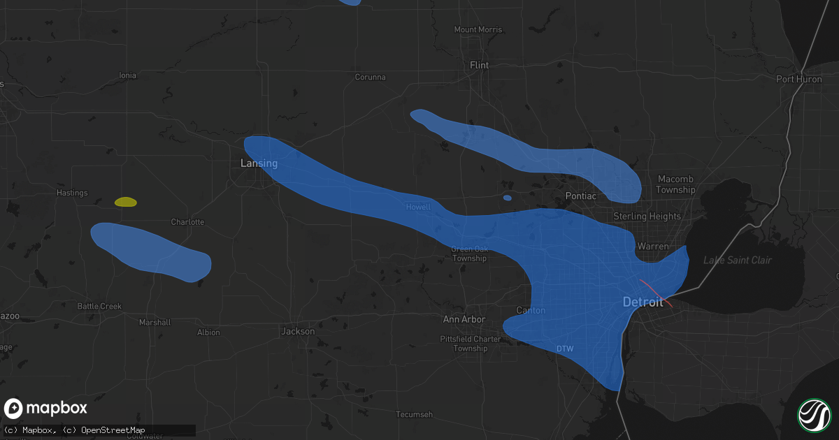 Hail map in Howell, MI on September 3, 2026