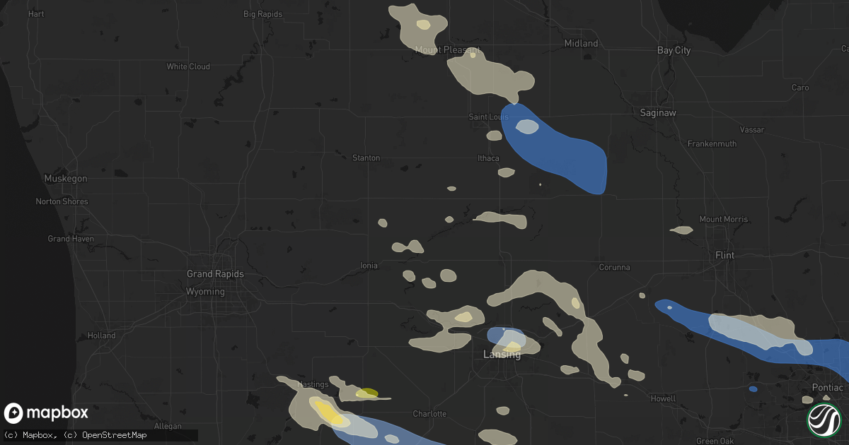 Hail map in Hubbardston, MI on September 3, 2026
