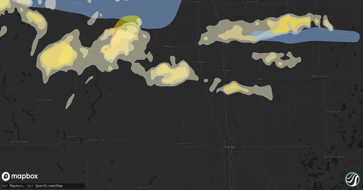 Hail map in Hunter, ND on September 3, 2026
