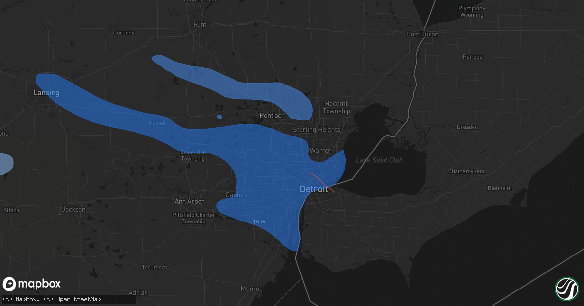 Hail map in Huntington Woods, MI on September 3, 2026