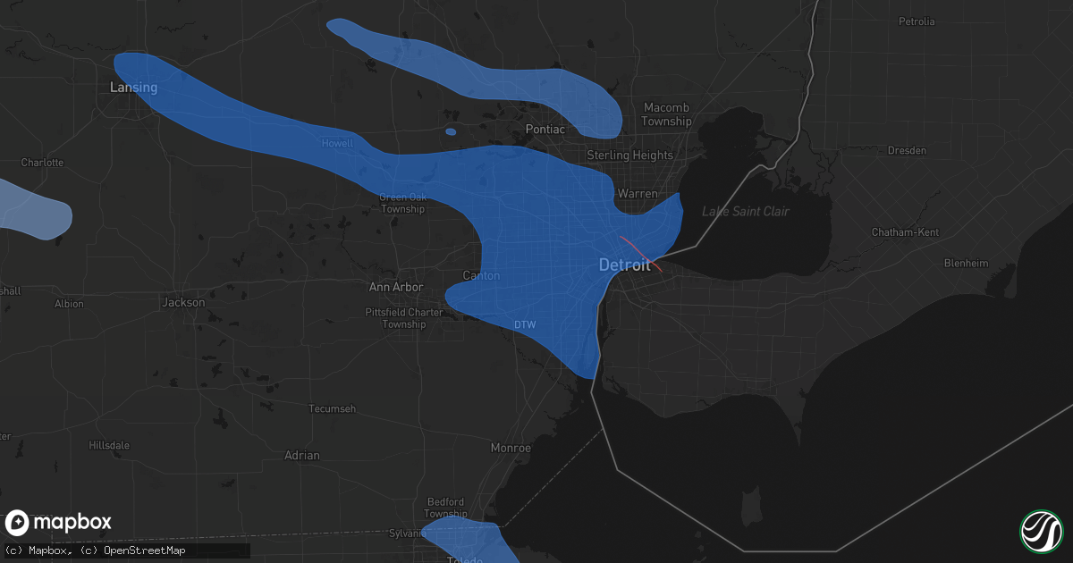 Hail map in Inkster, MI on September 3, 2026