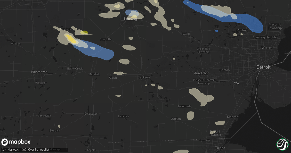 Hail map in Jackson, MI on September 3, 2026