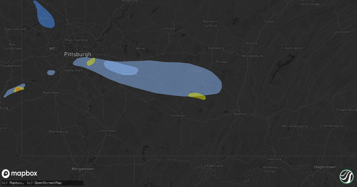 Hail map in Jennerstown, PA on September 3, 2026
