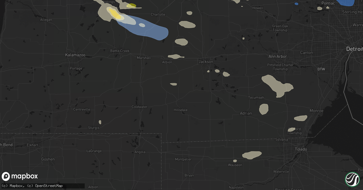 Hail map in Jonesville, MI on September 3, 2026