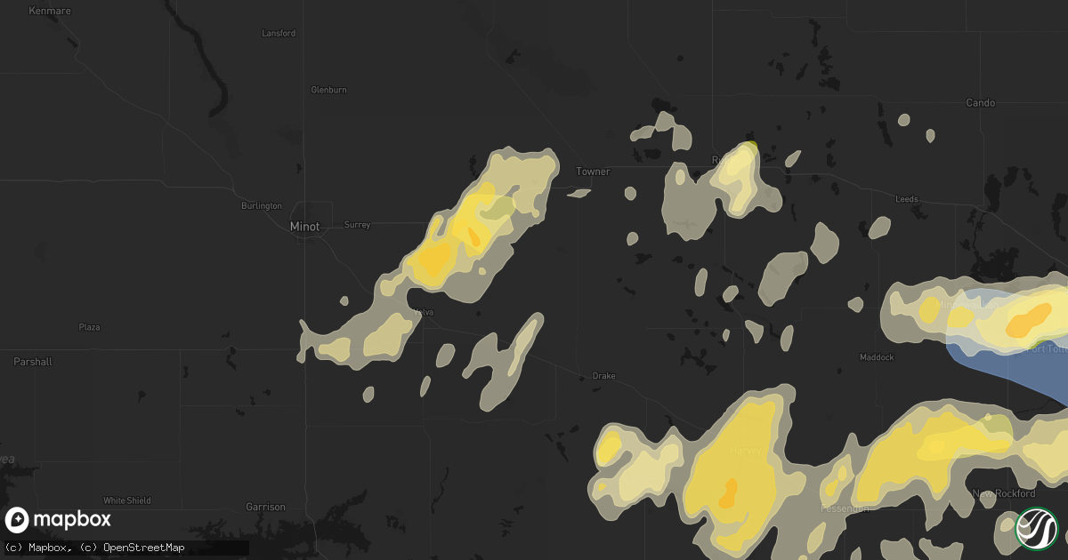 Hail map in Karlsruhe, ND on September 3, 2026