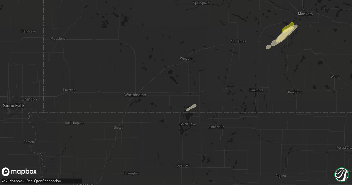 Hail map in Lakefield, MN on September 3, 2026