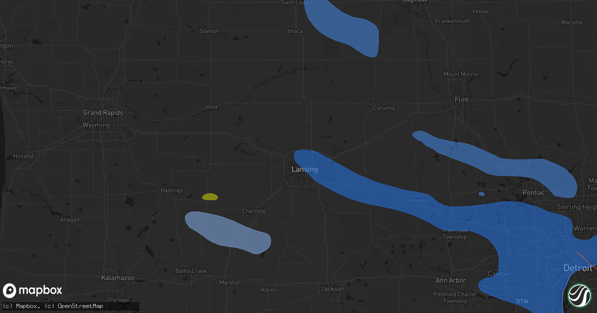 Hail map in Lansing, MI on September 3, 2026