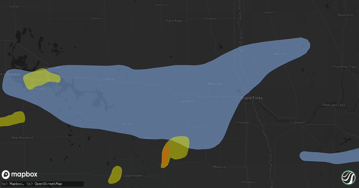Hail map in Larimore, ND on September 3, 2026
