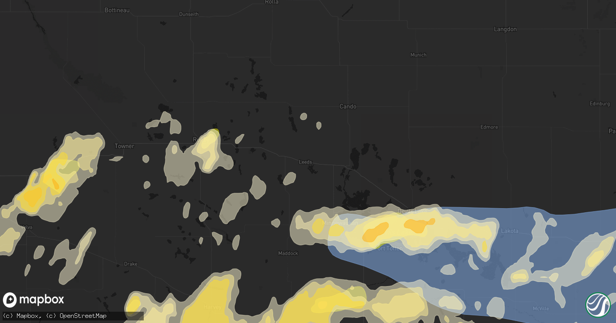 Hail map in Leeds, ND on September 3, 2026