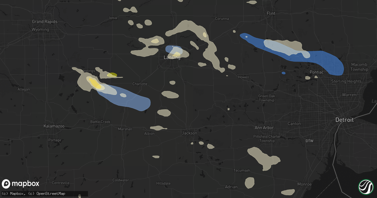 Hail map in Leslie, MI on September 3, 2026