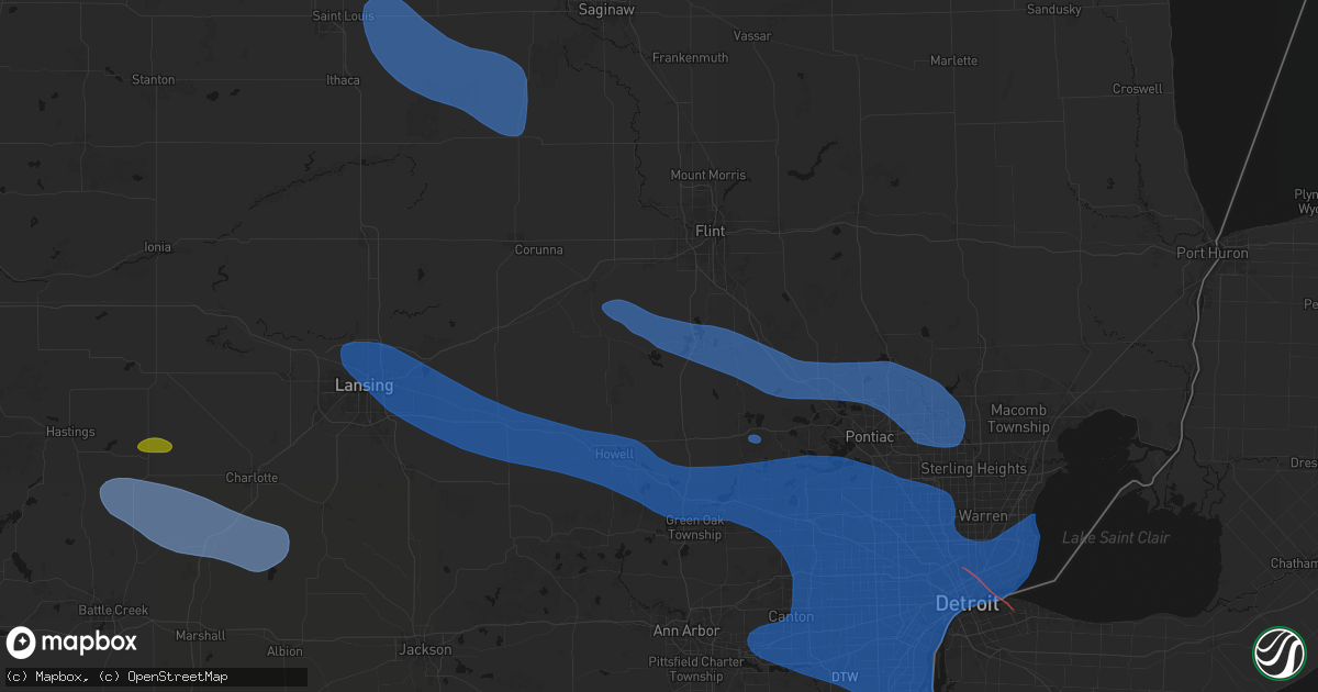 Hail map in Linden, MI on September 3, 2026