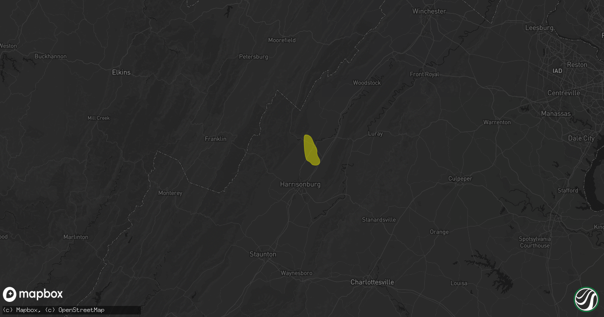 Hail map in Linville, VA on September 3, 2026