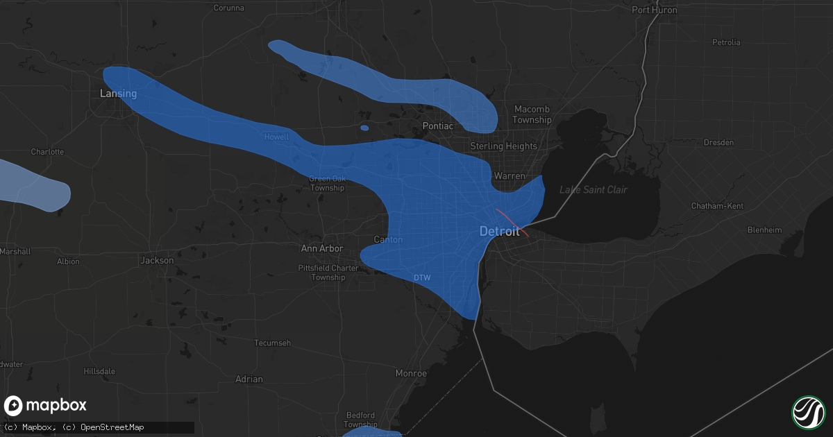 Hail map in Livonia, MI on September 3, 2026