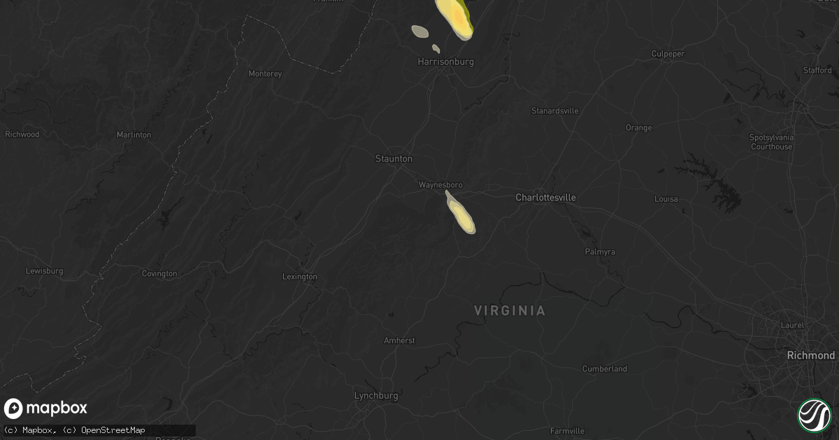 Hail map in Lyndhurst, VA on September 3, 2026
