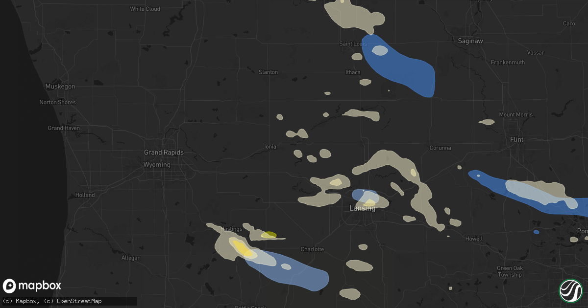 Hail map in Lyons, MI on September 3, 2026