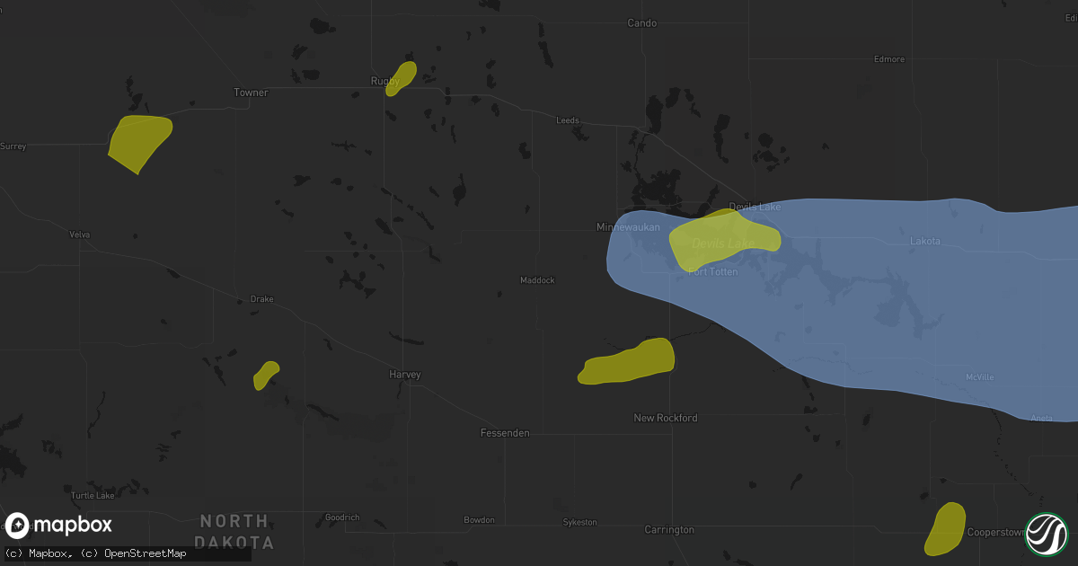 Hail map in Maddock, ND on September 3, 2026