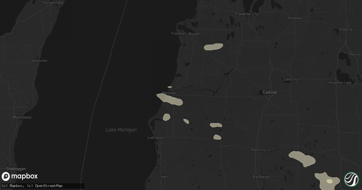 Hail map in Manistee, MI on September 3, 2026