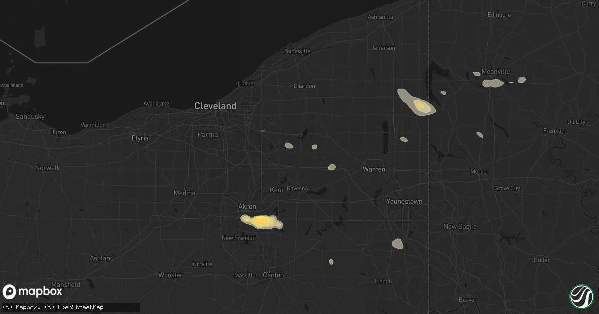 Hail map in Mantua, OH on September 3, 2026